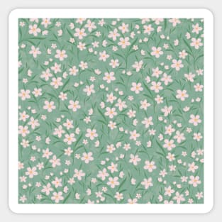 Watercolor White Floral Botanical Green Pattern Sticker